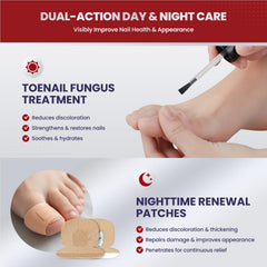 Treatonic patches applied to a nail under a sock for discreet use