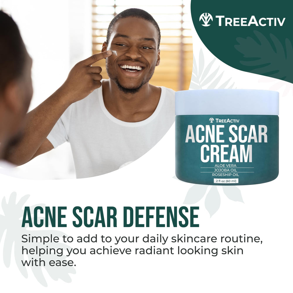 TreeActiv Scar cream on stretch marks area for versatile body use.