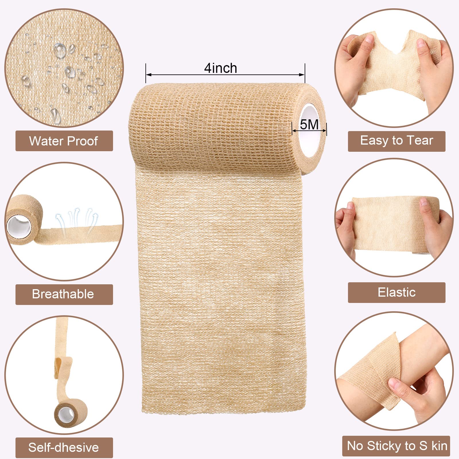 Nude breathable cohesive wrap by Treela is skin-friendly for daily use.