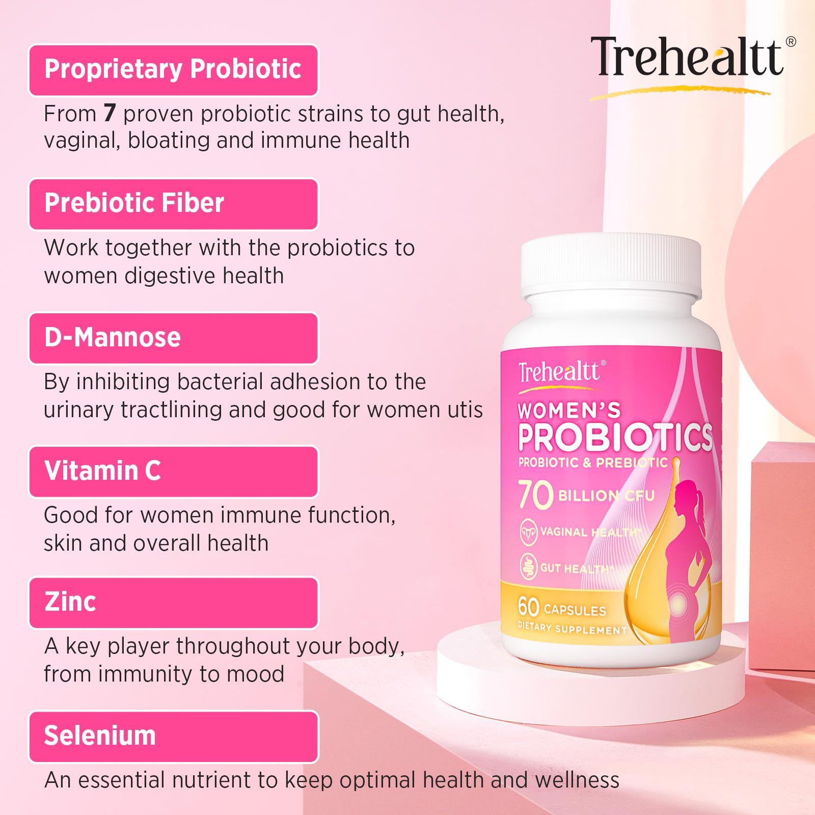 Trehealtt D-Mannose included to support urinary comfort and wellness