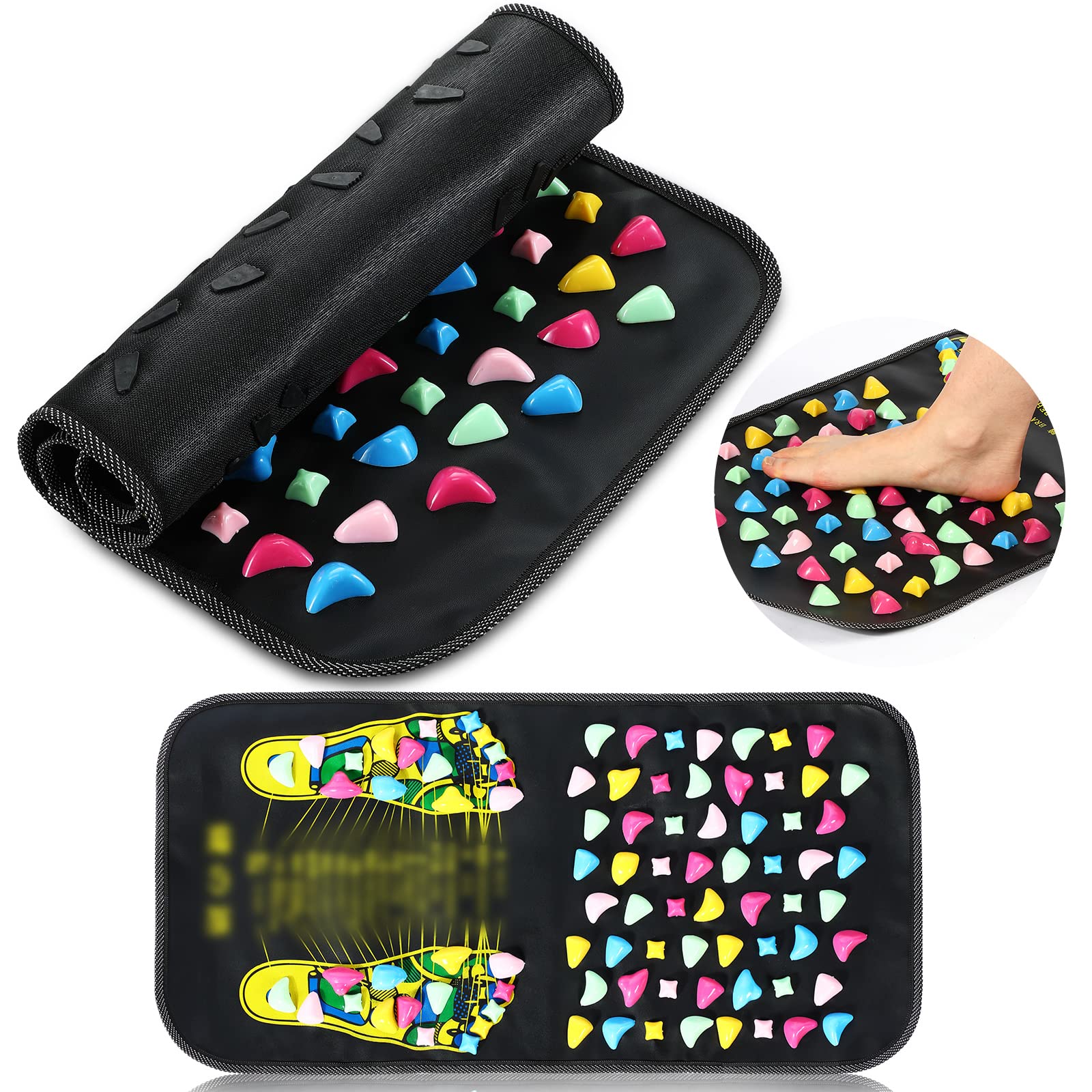 TrelaCo foot massage mat acupressure walk—dual zones for sole relief