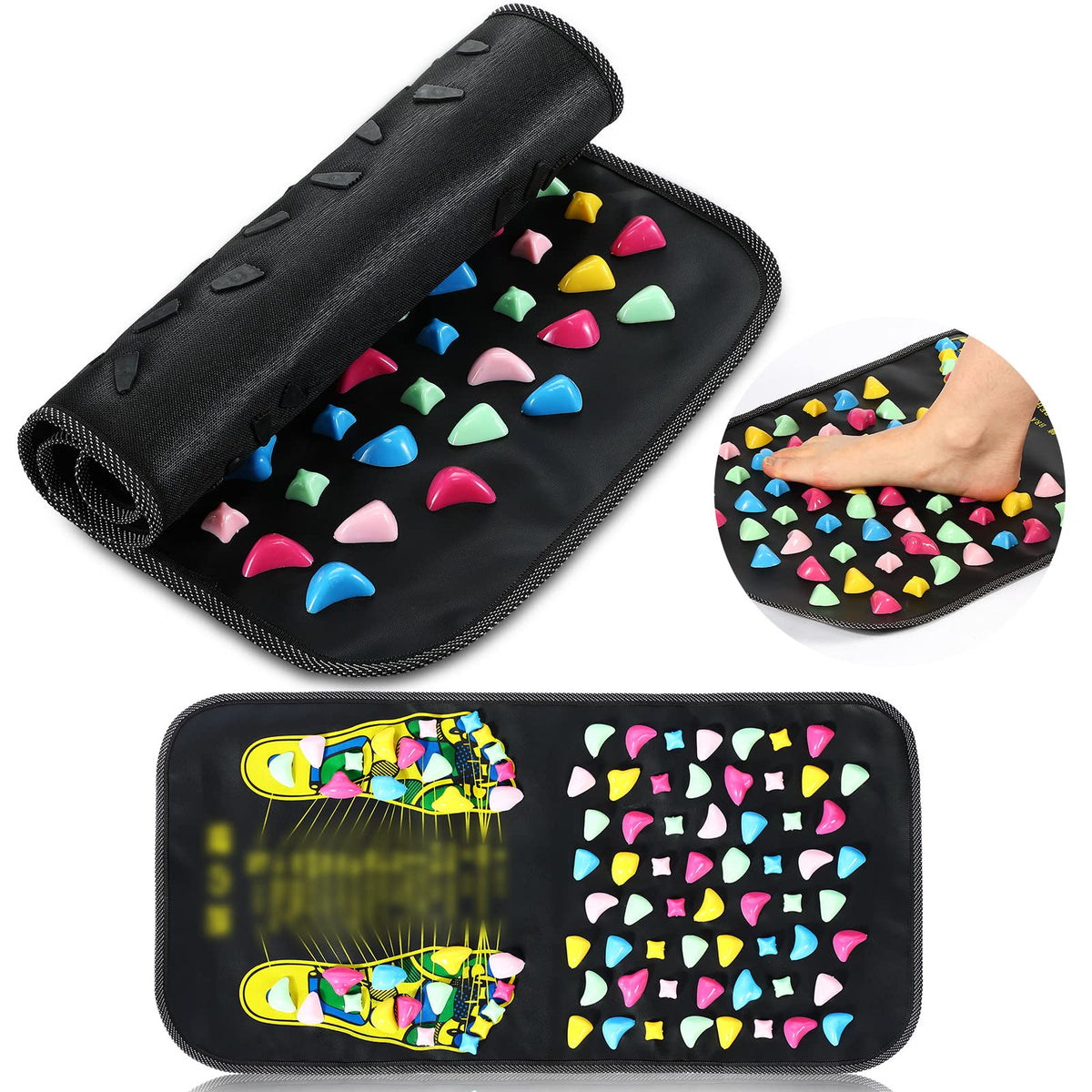 TrelaCo foot massage mat acupressure walk—dual zones for sole relief