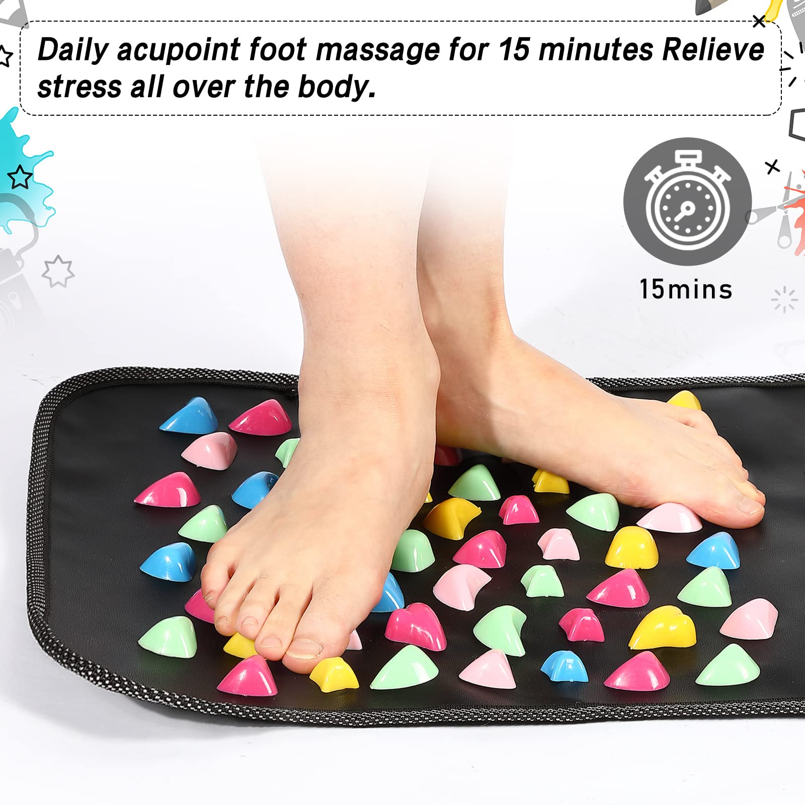 TrelaCo foot massage mat rolled up for compact storage