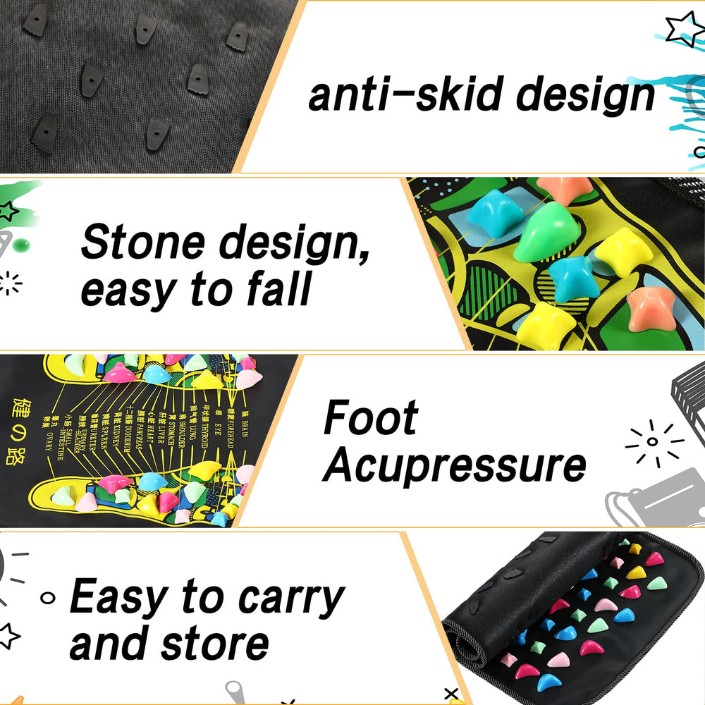 TrelaCo walk stone mat side view highlighting durable base and stones
