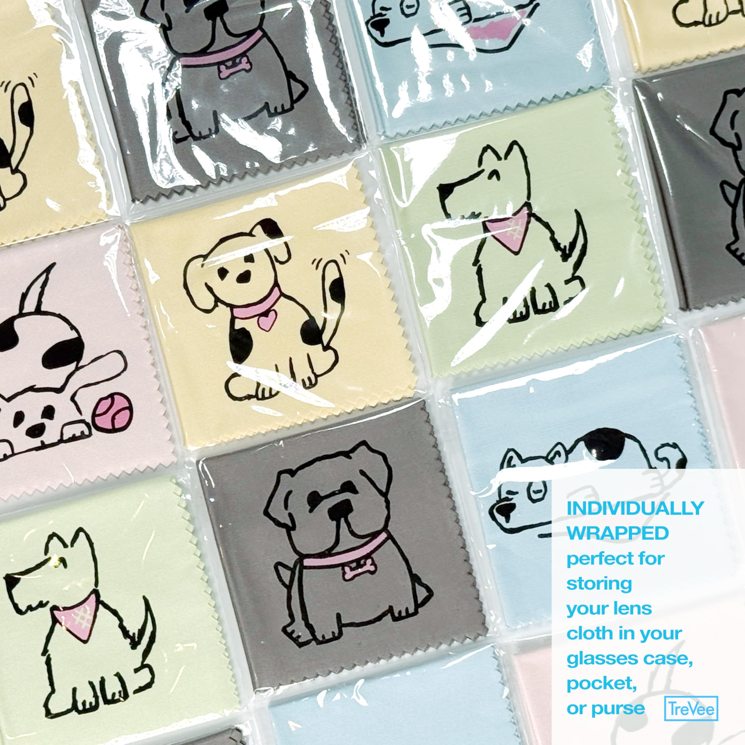 TreVee paño microfibra con diseño de perrito amarillo para gafas, evita marcas.