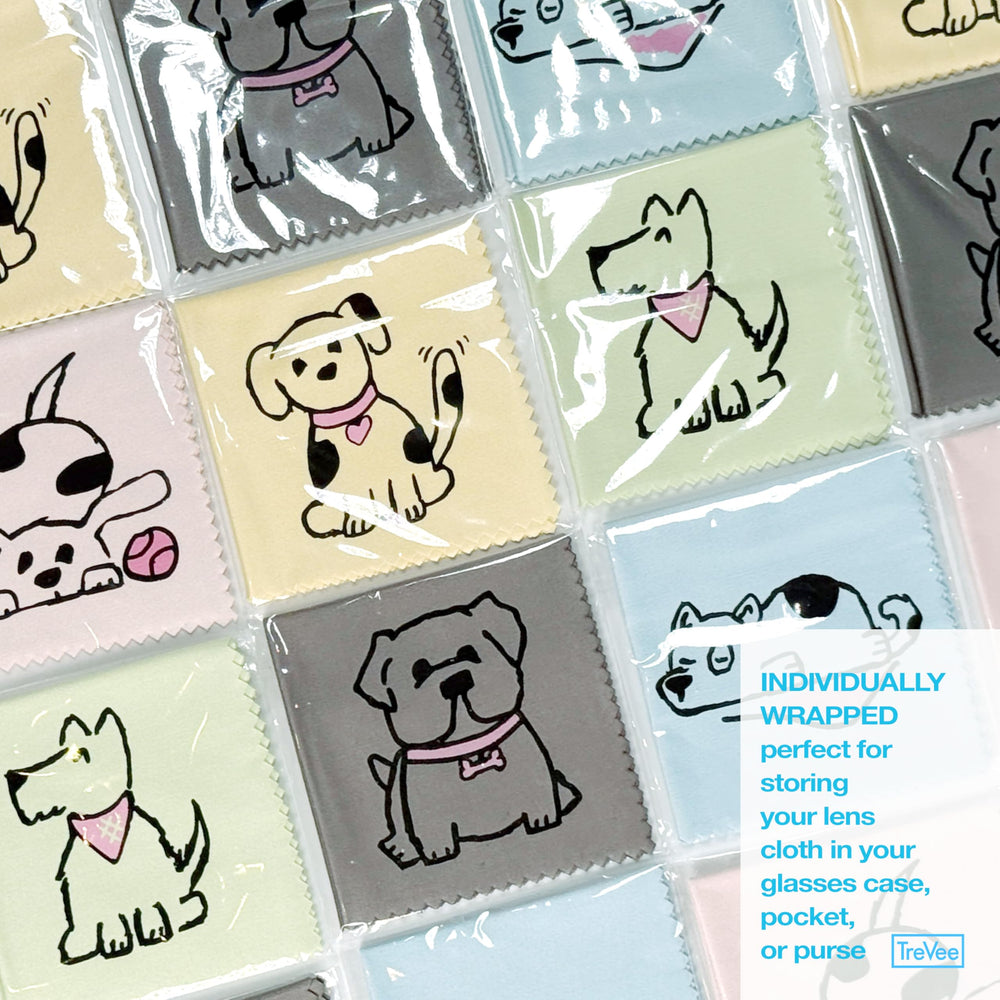 TreVee paño microfibra con diseño de perrito amarillo para gafas, evita marcas.