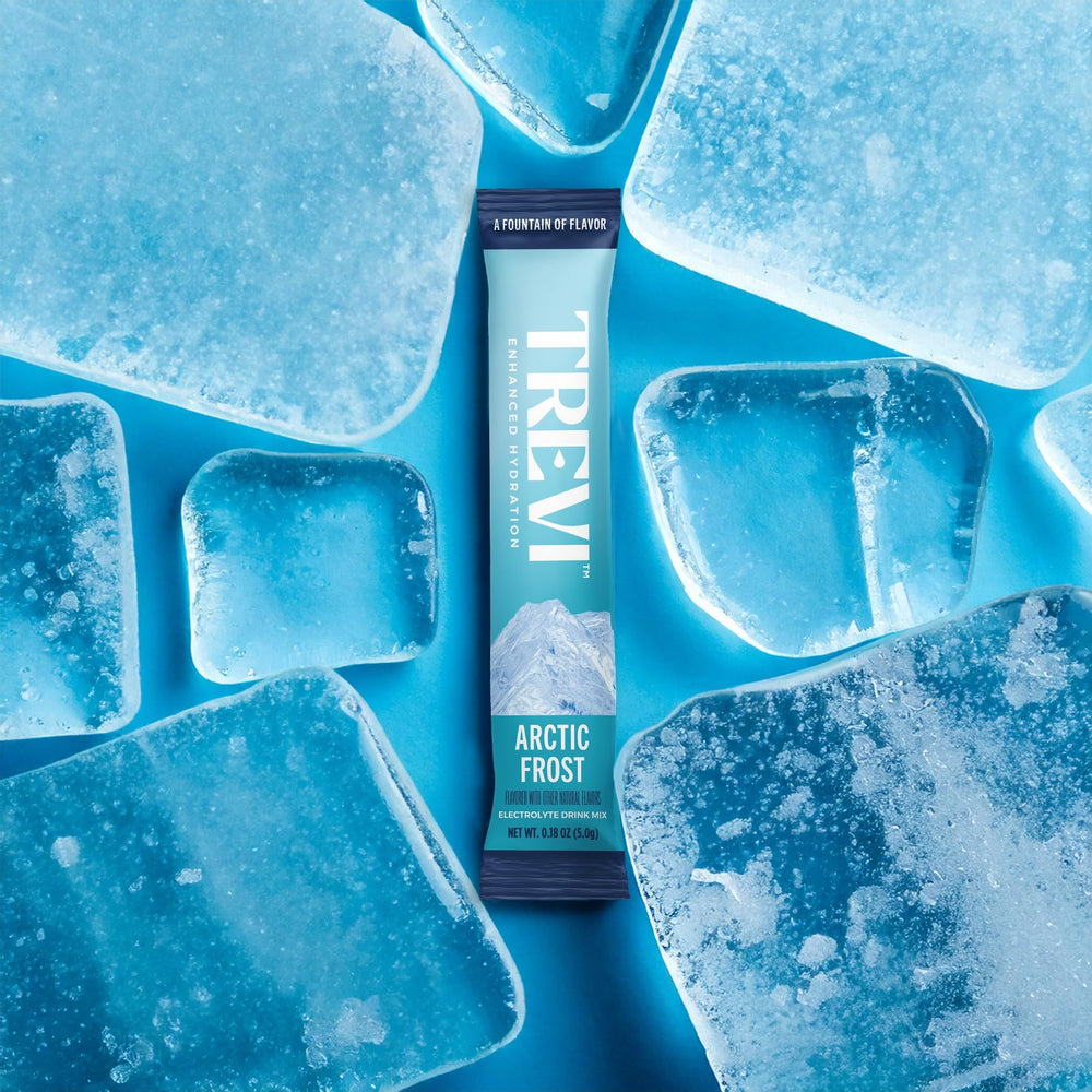TREVI Arctic Frost glass pour showing vibrant color and refreshment
