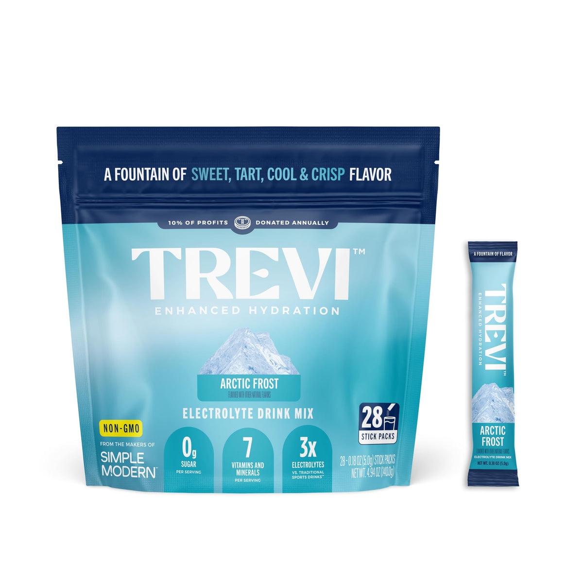 TREVI Arctic Frost electrolyte stick dissolving in glass for quick hydration