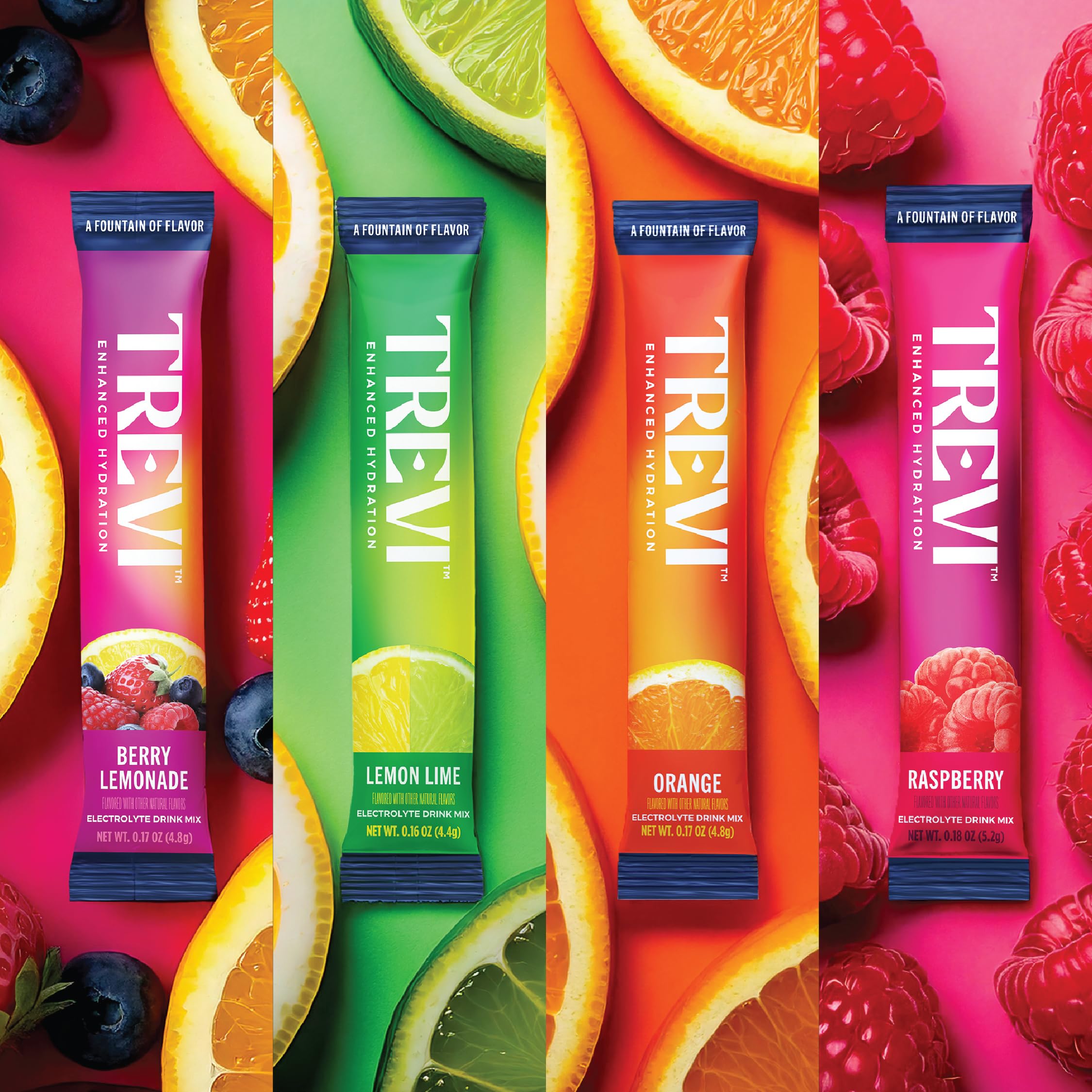 TREVI Sugar Free Electrolytes berry-lemoande glass for vibrant, sugar-free hydration