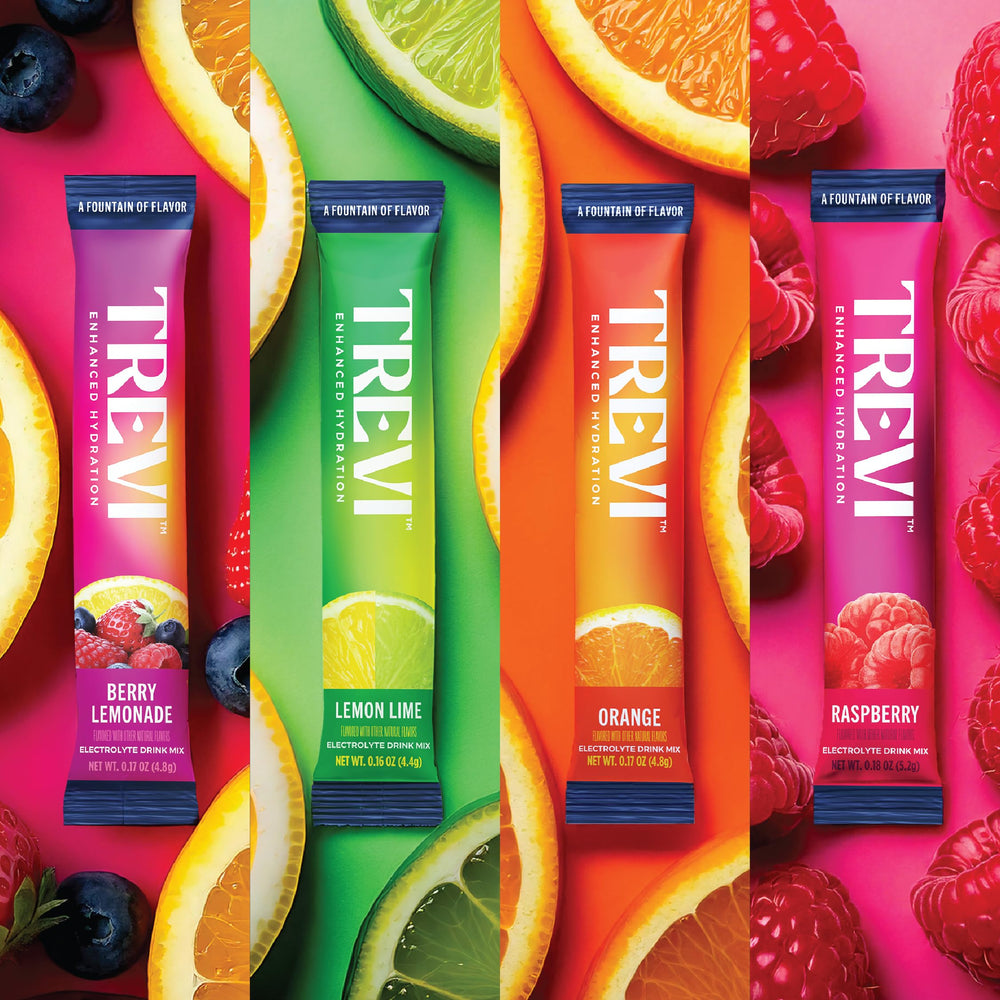 TREVI Sugar Free Electrolytes berry-lemoande glass for vibrant, sugar-free hydration