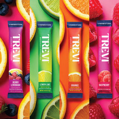 TREVI Sugar Free Electrolytes berry-lemoande glass for vibrant, sugar-free hydration