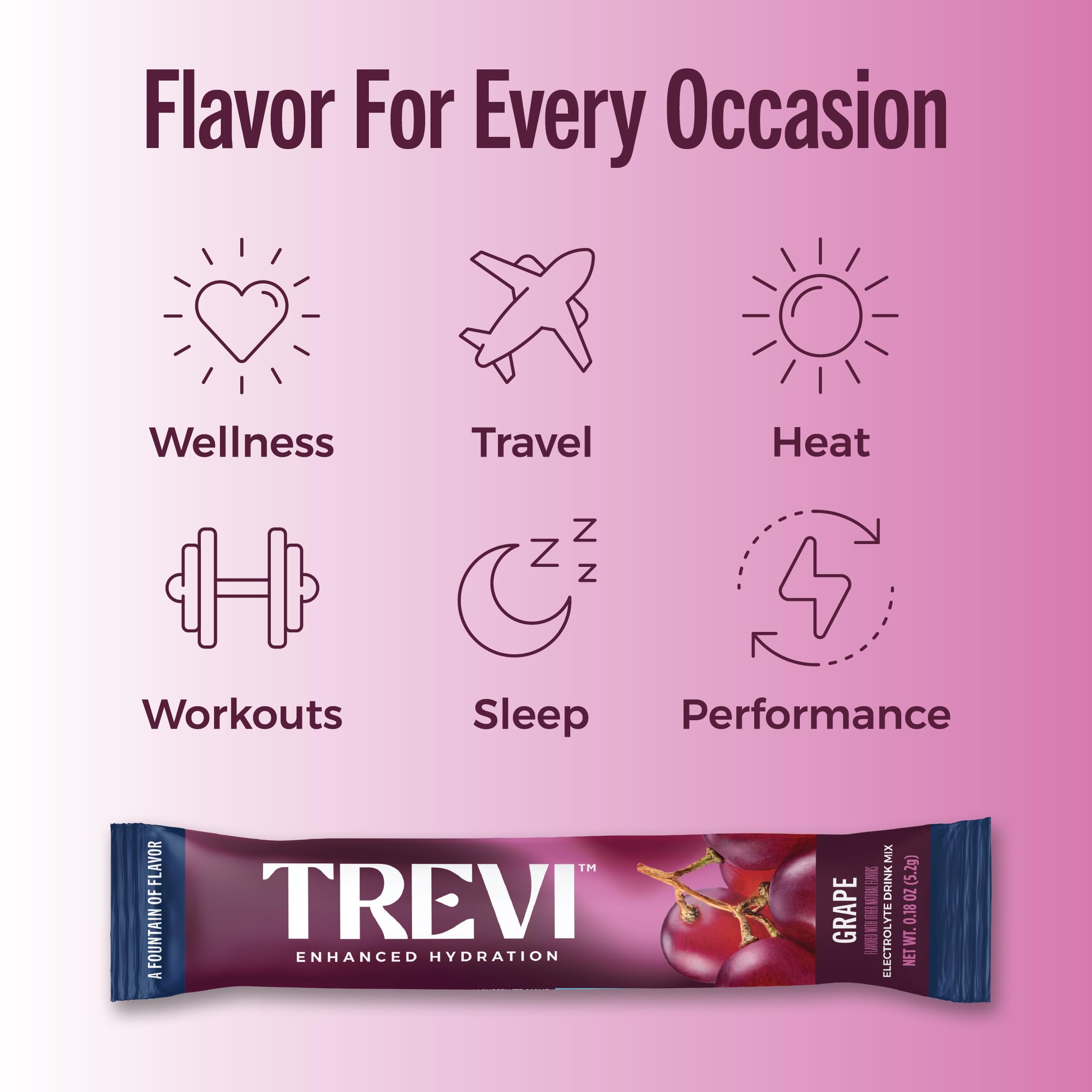 Trevi grape electrolyte packaging with scoop included
