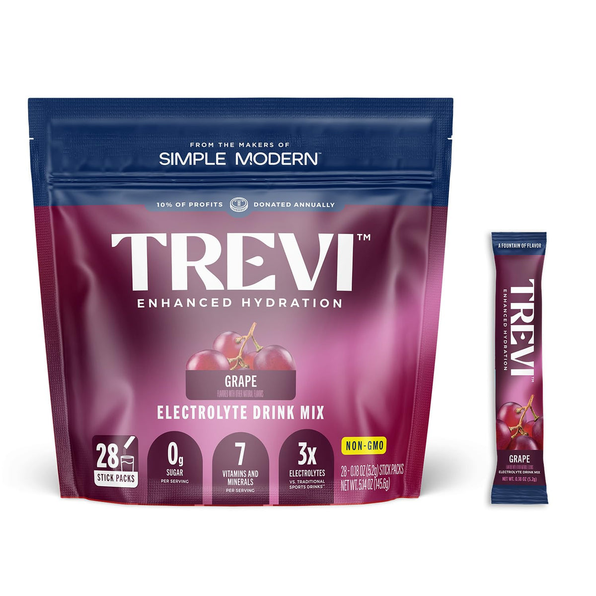 Trevi Sugar Free Electrolytes grape flavor stick for on-the-go hydration