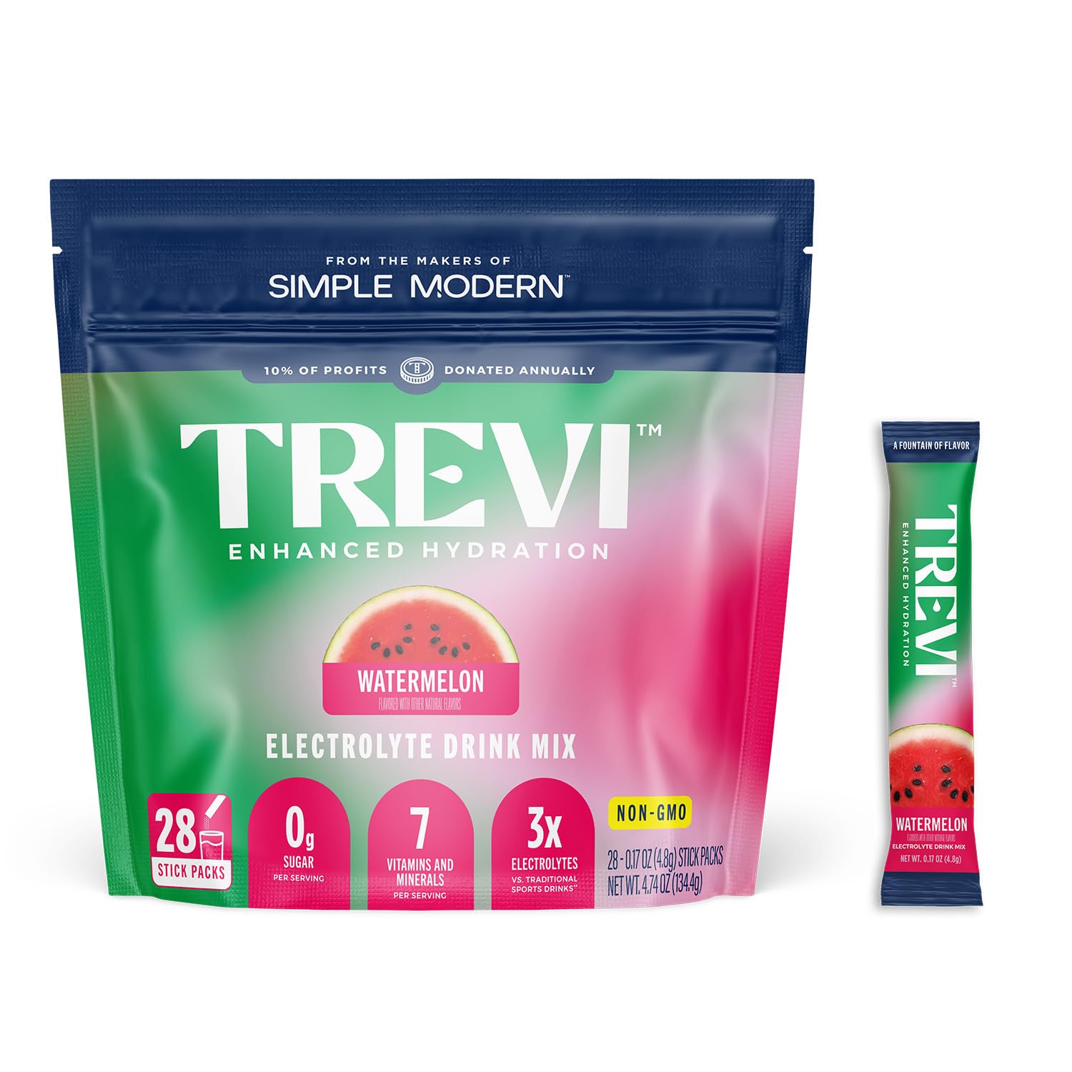 TREVI Sugar Free Electrolytes stick dissolving in water for flavorful hydration