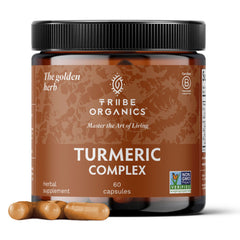 TRIBE ORGANICS Turmeric Curcumin C3 Complex bottle showing high absorption potential
