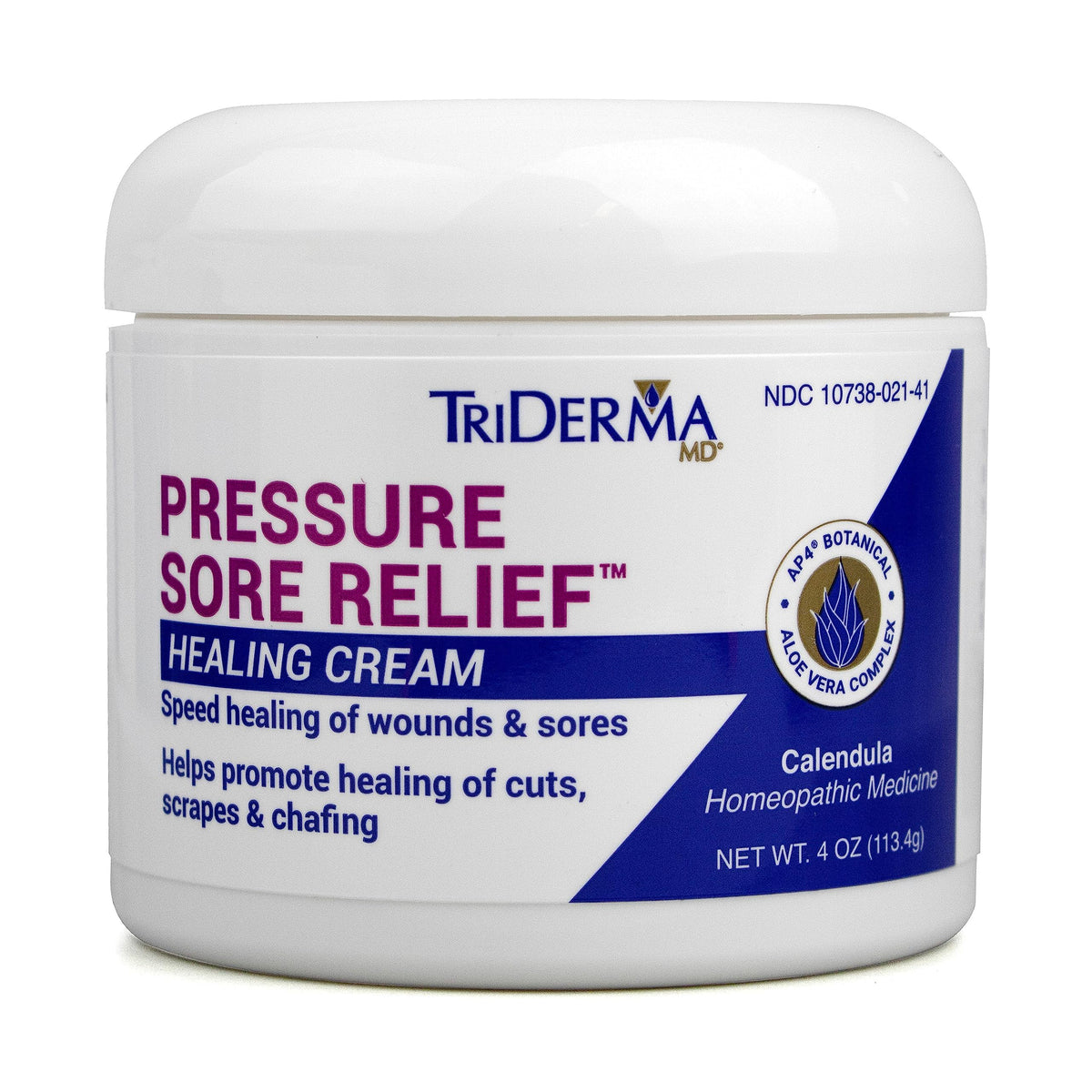 TriDerma MD jar of Pressure Sore Relief Cream for bedside wound care