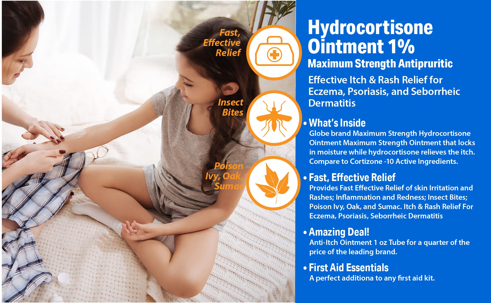 Trifecta Globe Hydrocortisone Ointment three-pack tubes arranged for value.