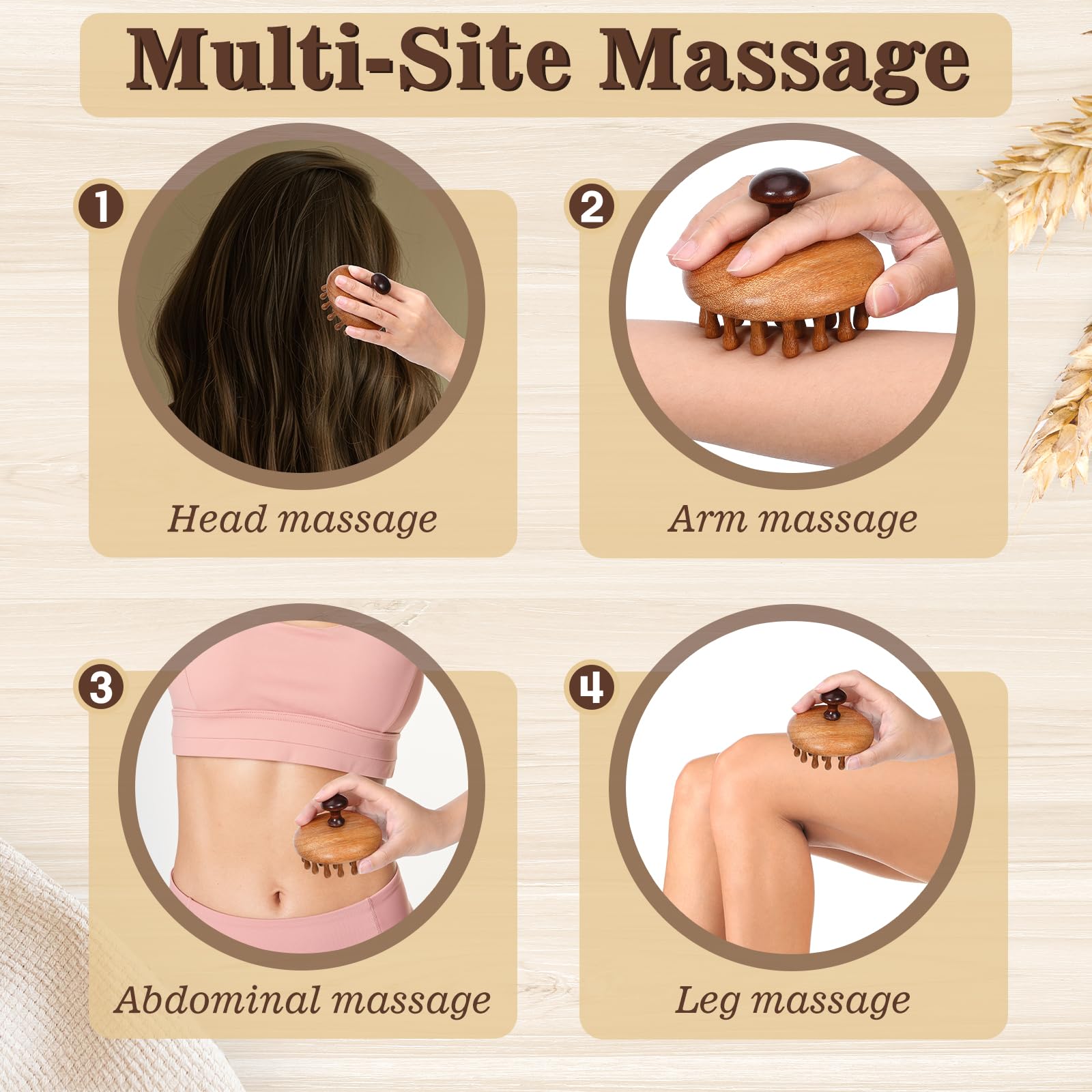 Trinkrittey multi-functional massage brush for shoulders and legs relaxation