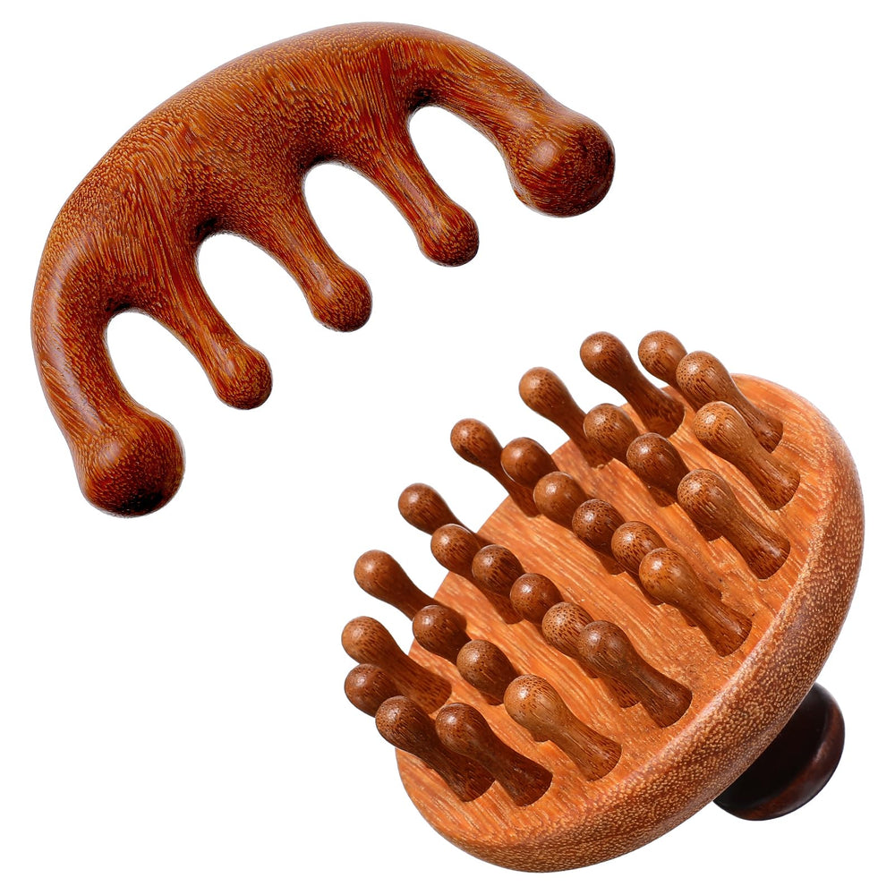 Trinkrittey wooden scalp massager comb with birch bristles for soothing scalp stimulation