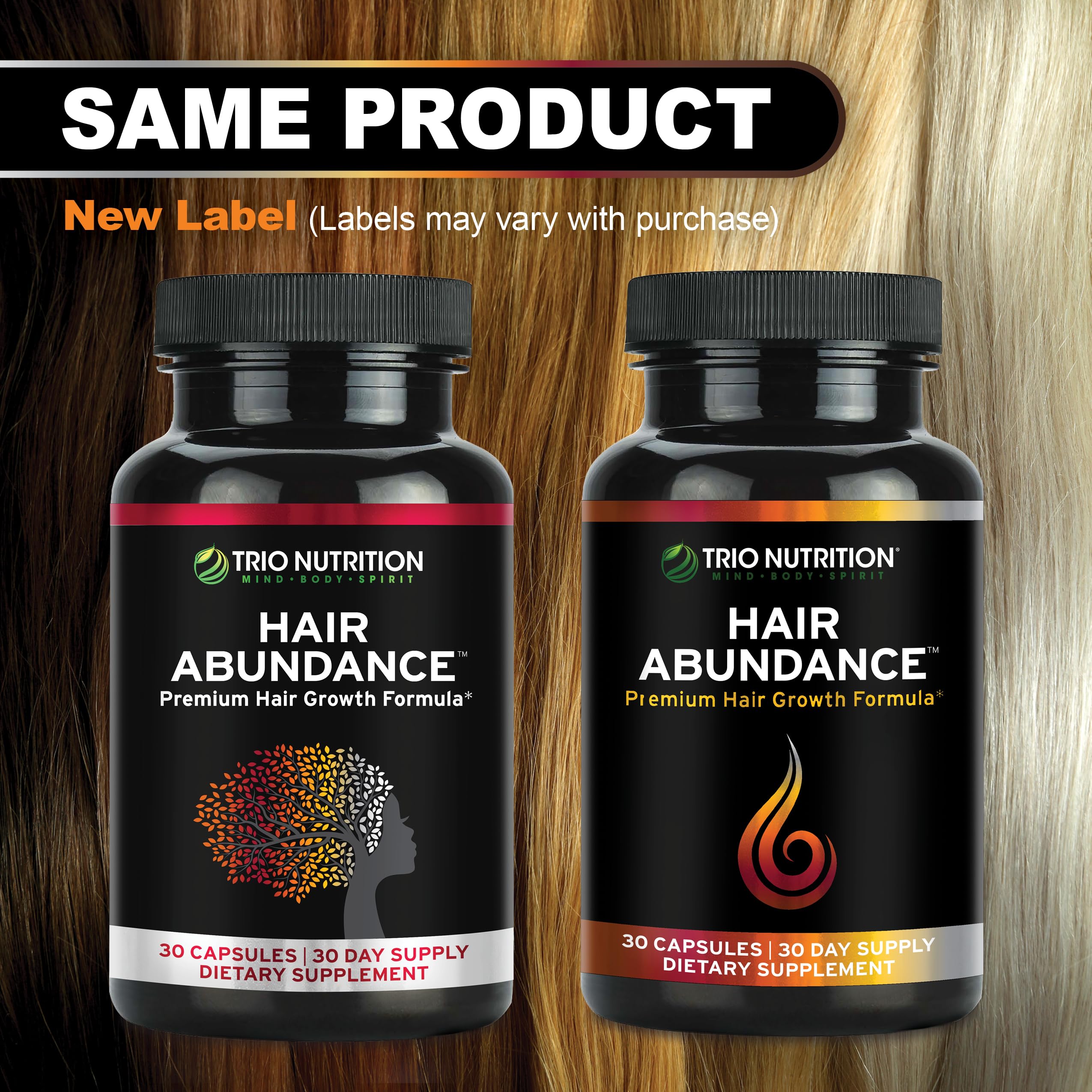 TRIO NUTRITION Hair Abundance vegetable capsules enhance daily routine convenience.