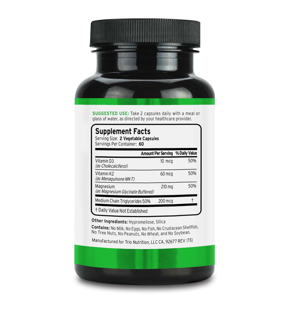 Ingredient highlights of MagXimum including D3, K2, and MCT oil.
