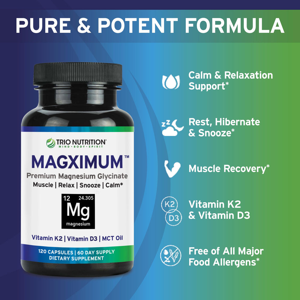 Serving setup with MagXimum capsules and a glass of water for routine use.