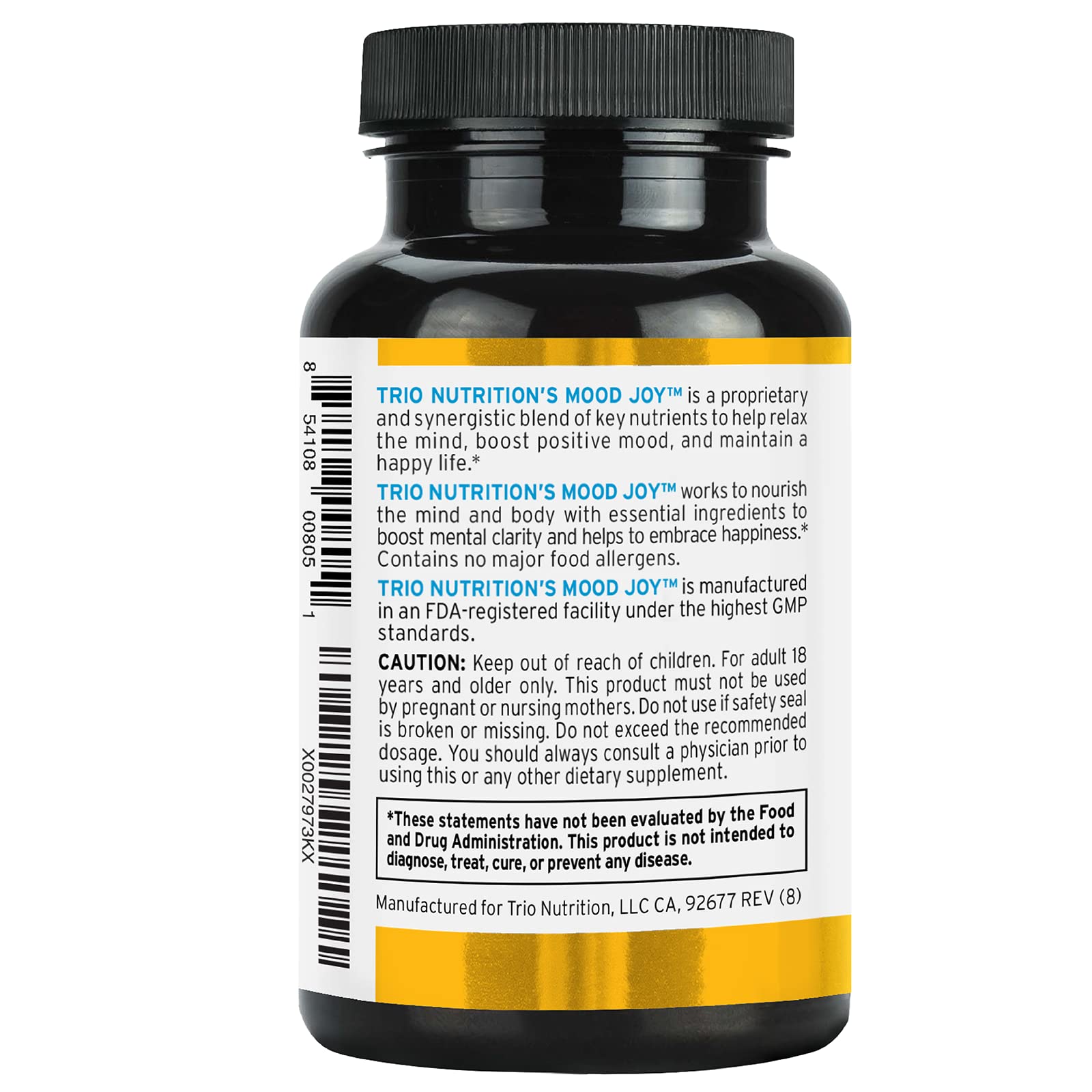 TRIO NUTRITION Trio Mood Joy capsules arranged for daily routine use