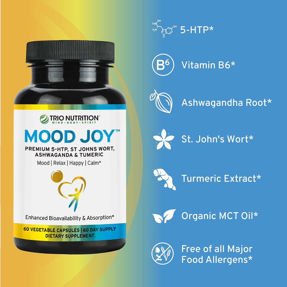 TRIO NUTRITION Trio Mood Joy label back with ingredients and directions
