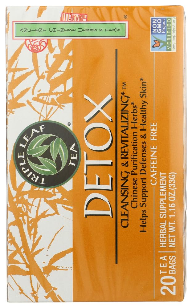 Front view of Triple Leaf Detox Tea packaging, two-box set for home use