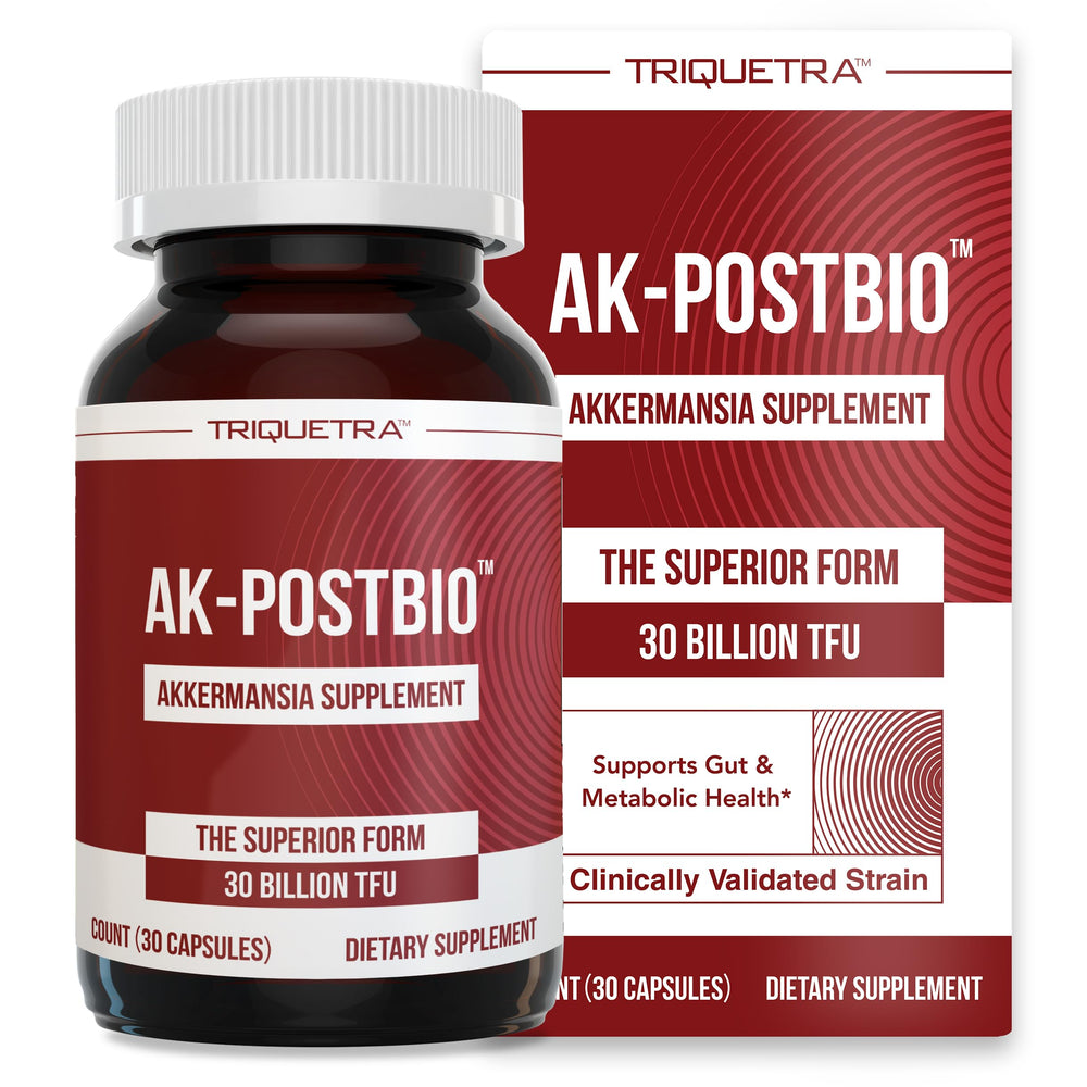 Triquetra AK-Postbio bottle pour shows a simple daily gut health routine