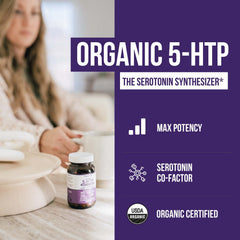 Triquetra Health 5-HTP 200mg capsules close-up highlights pure potency for mood.