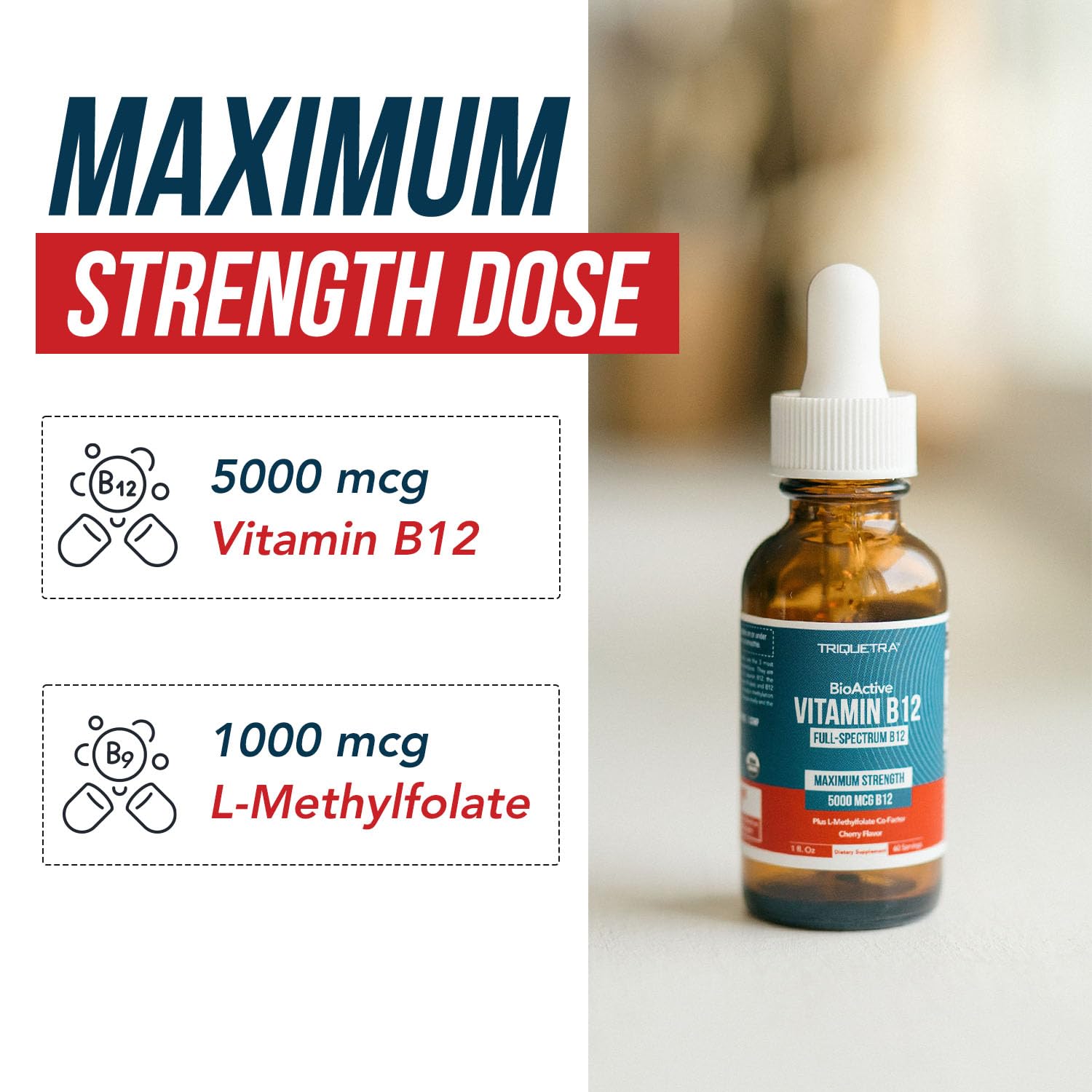Triquetra Health B12 hydroxocobalamin storage form supports long-lasting levels.