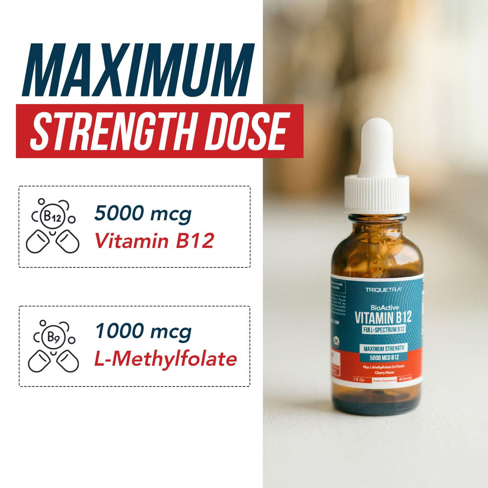 Triquetra Health B12 hydroxocobalamin storage form supports long-lasting levels.