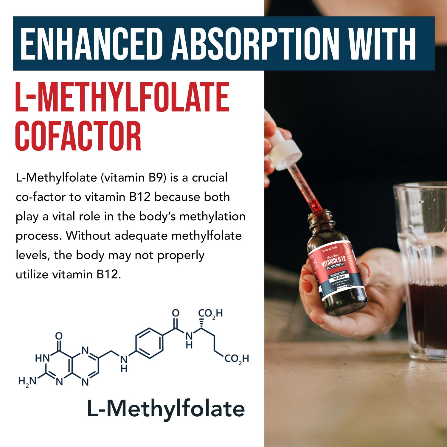 Triquetra Health methylcobalamin B12 supports essential body utilization.