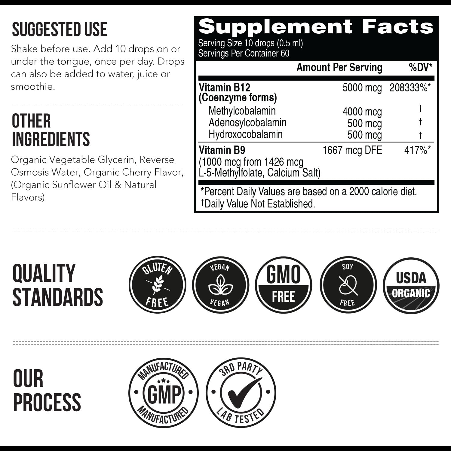 Triquetra Health B12 sublingual cherry flavor for convenient vegan use.