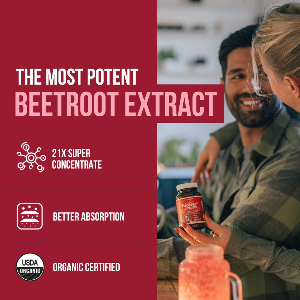 BioBeet Max capsules close-up emphasizing compact design and premium organic beet ingredients