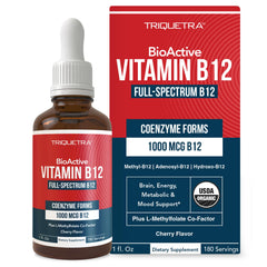 Triquetra Health BioActive B12 1000 mcg bottle for easy daily support.