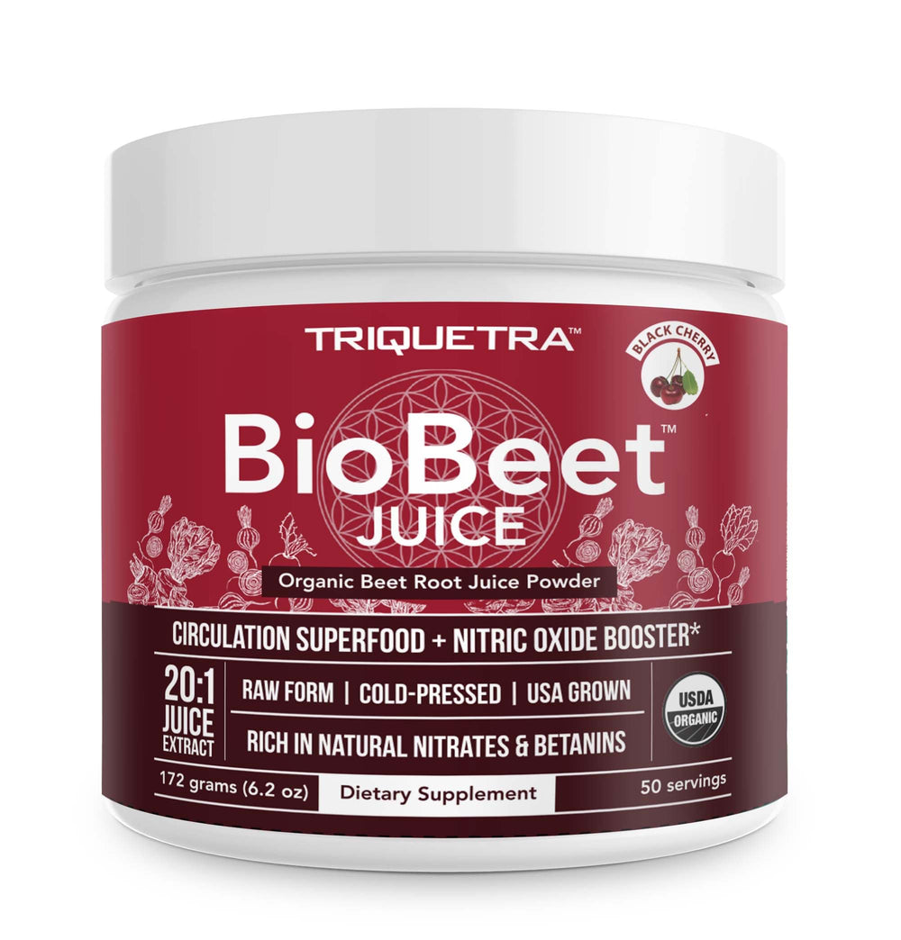 Triquetra Health BioBeet bottle with organic black cherry flavor for daily support