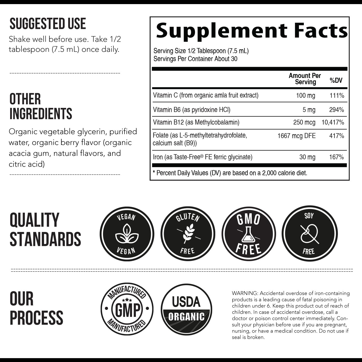 Triquetra Health certified organic vegan badge signals clean iron option