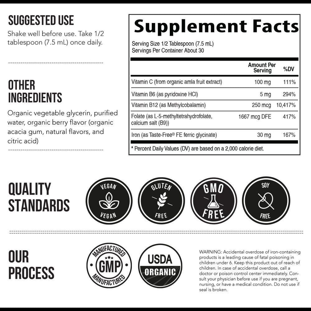 Triquetra Health certified organic vegan badge signals clean iron option