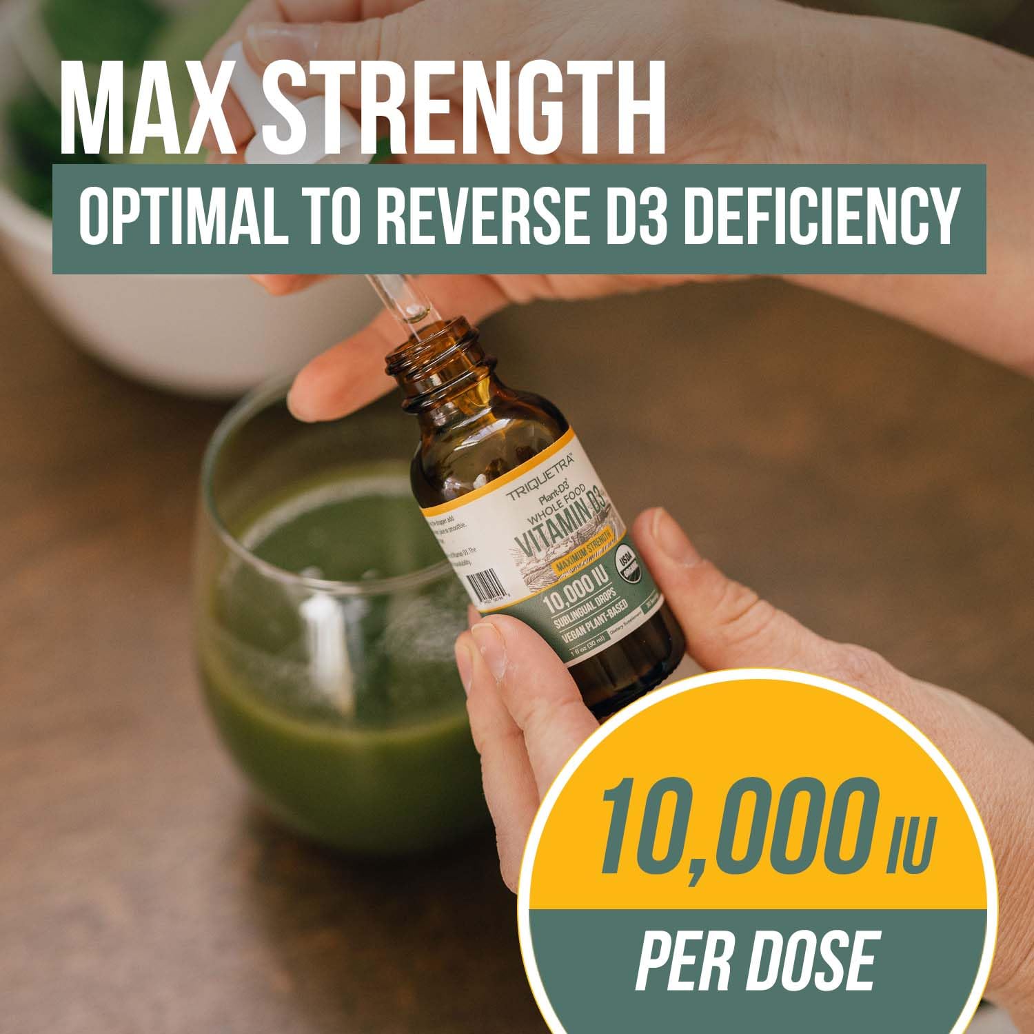 Triquetra Health dropper shows adjustable dose sizes for precise servings.