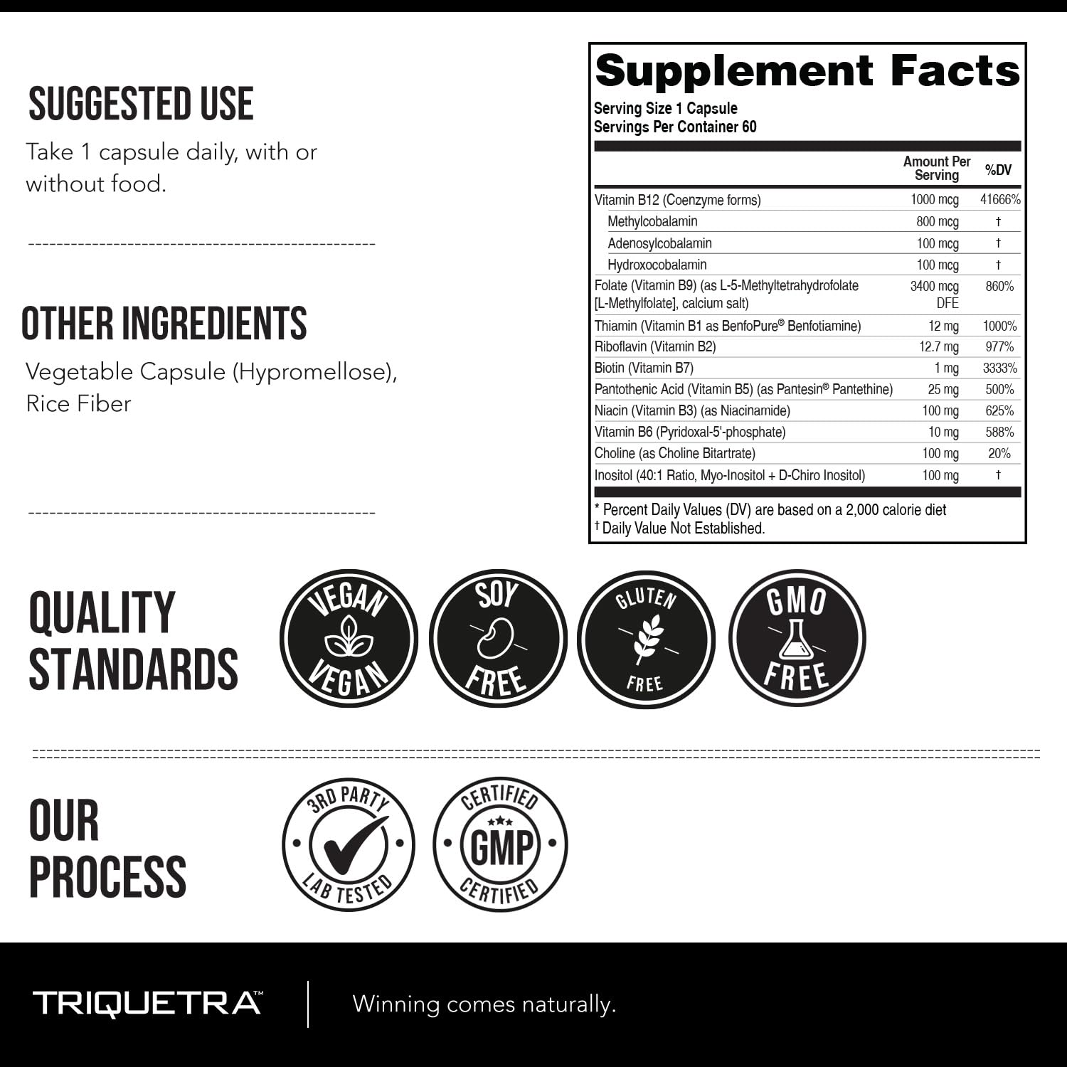 Triquetra Health energy capsules bottle suggests a convenient daily dose for active lifestyles.