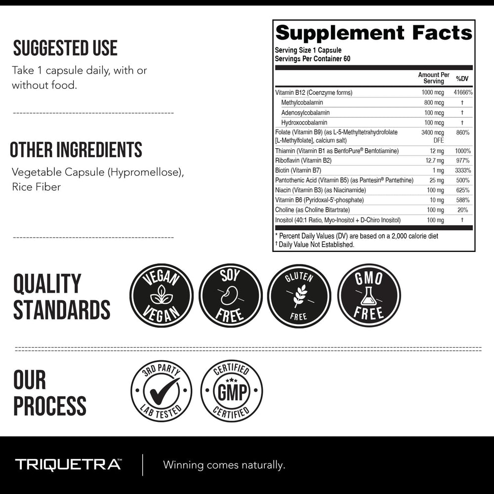 Triquetra Health energy capsules bottle suggests a convenient daily dose for active lifestyles.