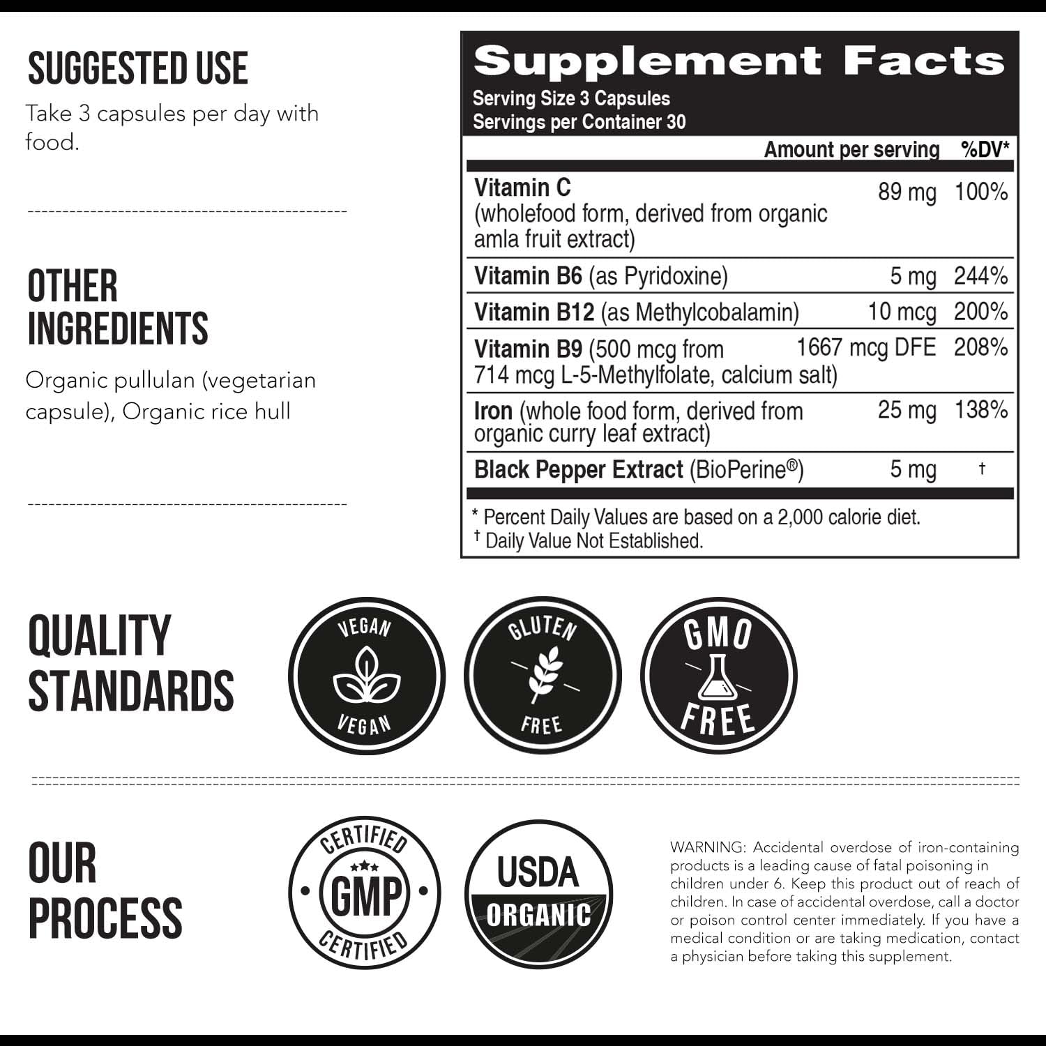 Triquetra Health gluten-free and soy-free ingredient label