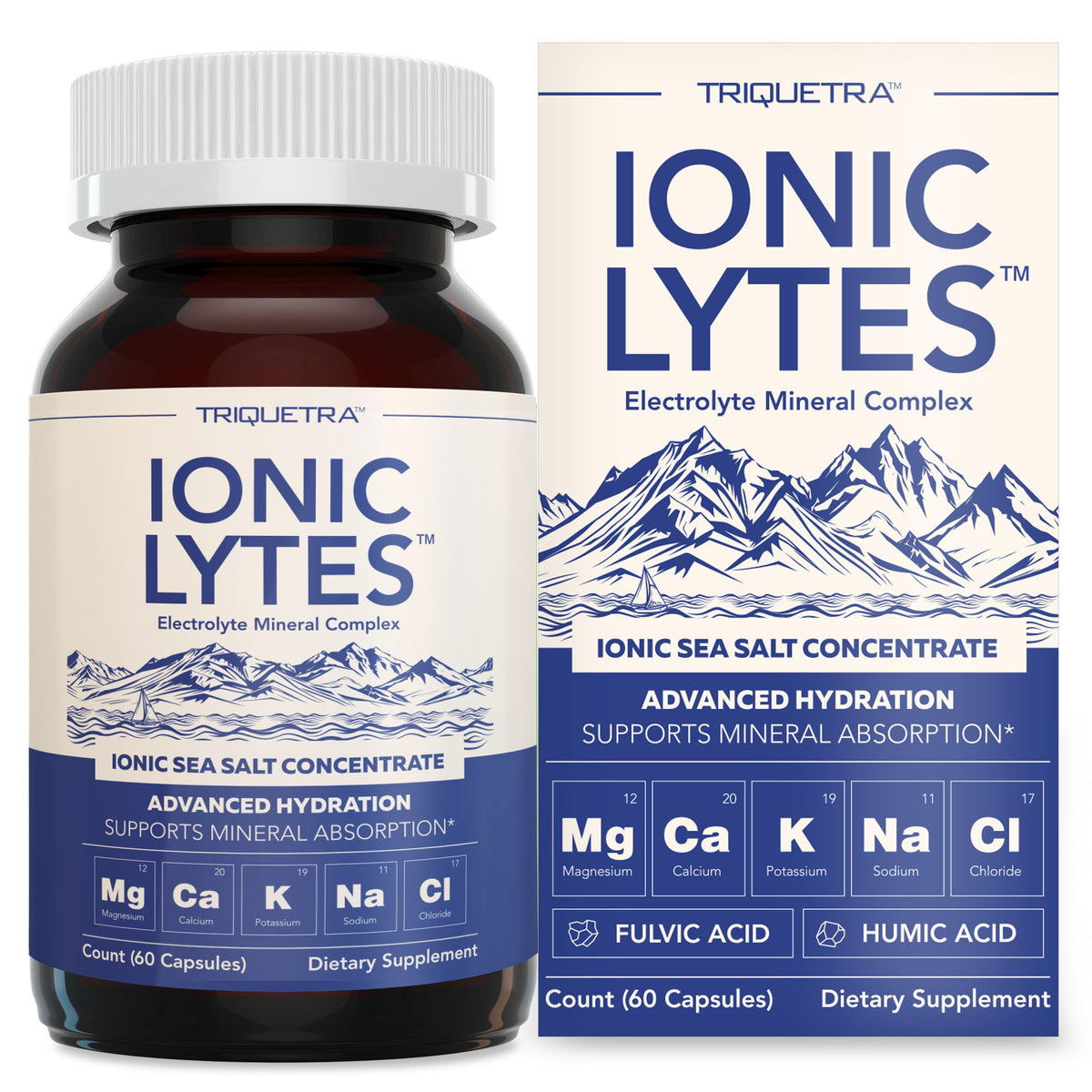 Triquetra Health Ionic Lytes bottle and cap for easy daily hydration.