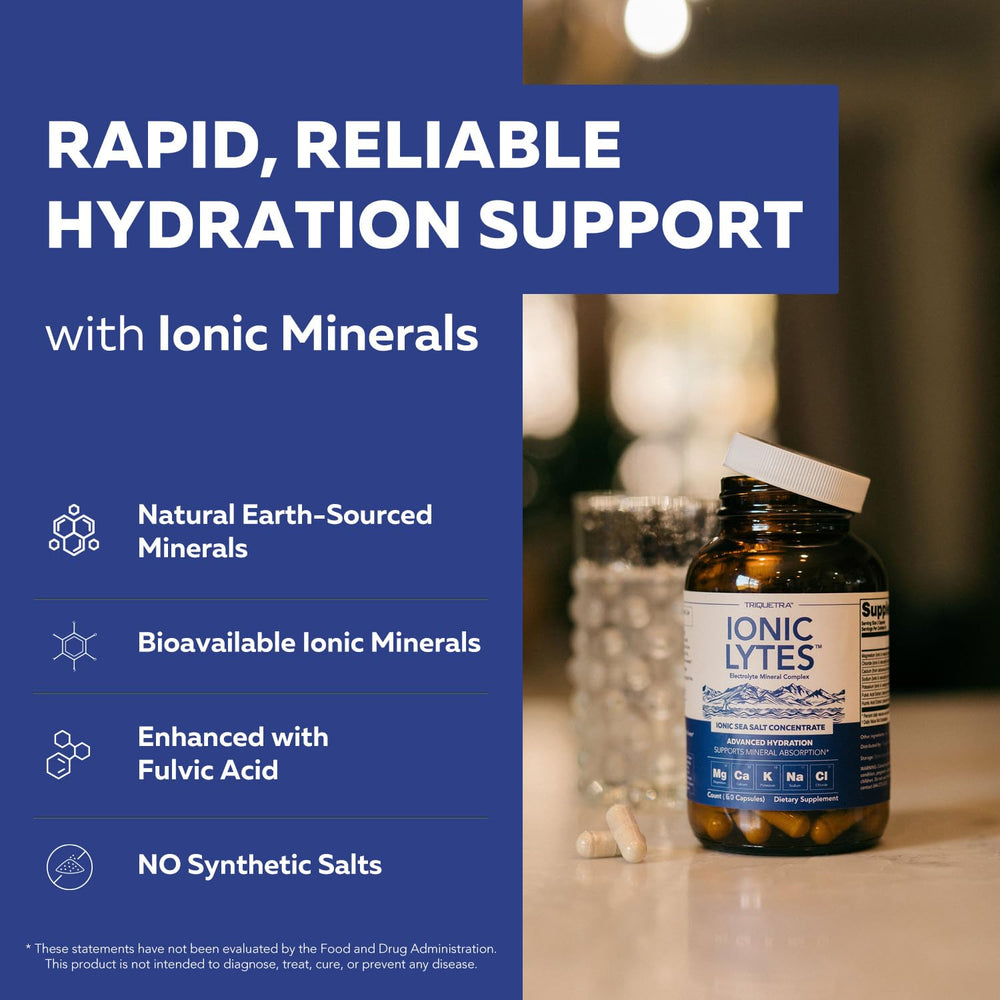 Triquetra Health Ionic Lytes bottle pour demonstrates convenient electrolyte intake for workouts.