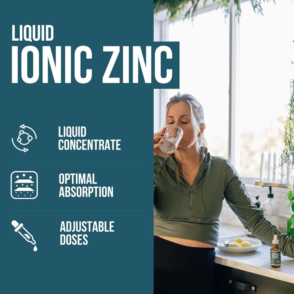 Triquetra Health Ionic Zinc drops highlight immediate bioavailability for fast absorption.