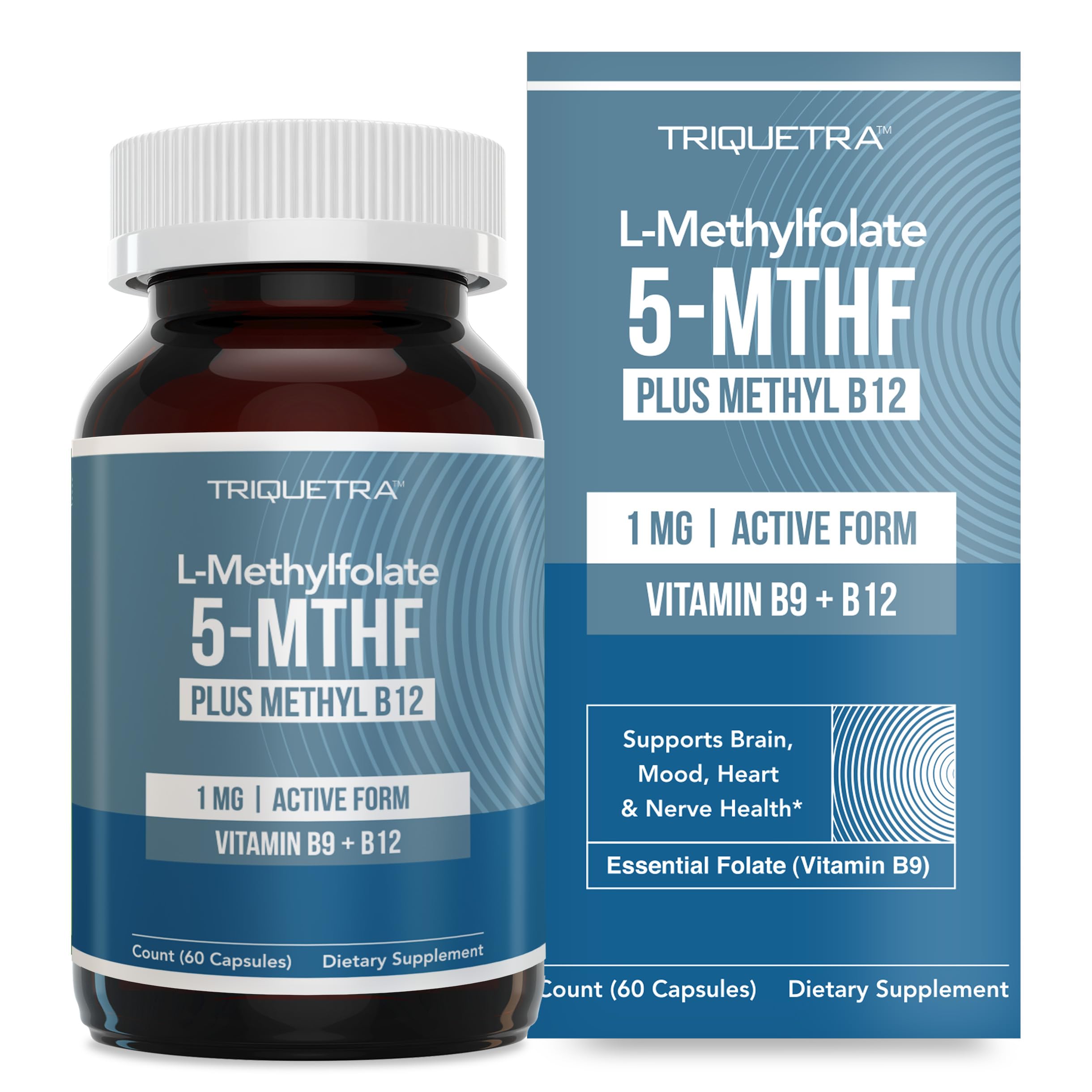 Triquetra Health L-Methyl Folate 1000 mcg bottle—high-potency mood-support supplement.