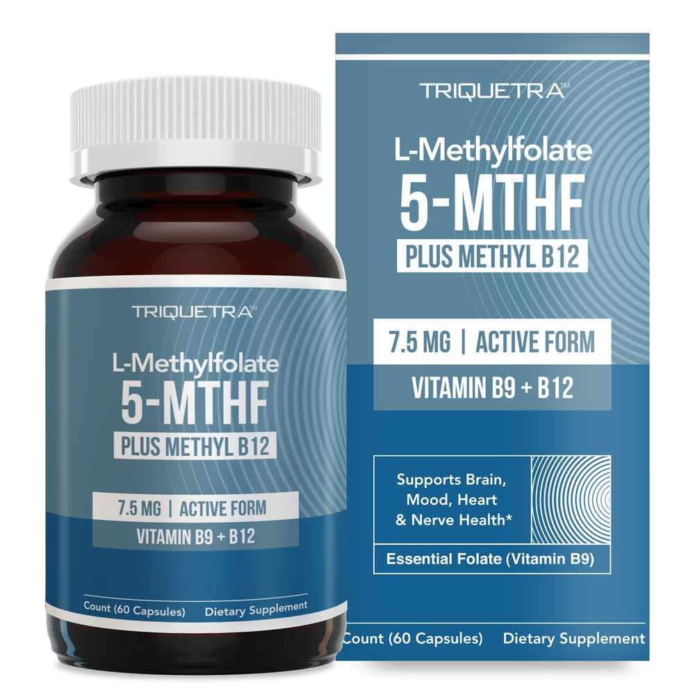 Triquetra Health L Methylfolate bottle with 60 capsules for daily methylation support.