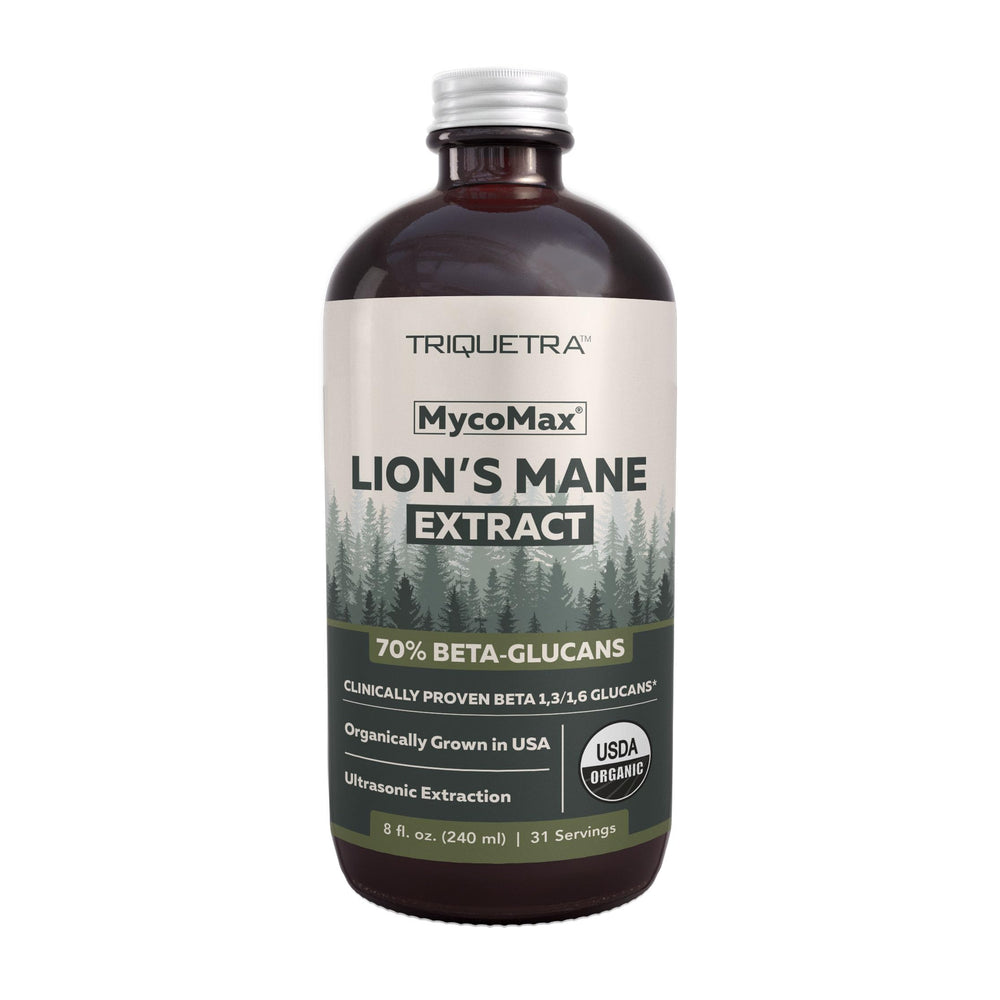Triquetra Health MycoMax Lions Mane bottle ready for daily focus support